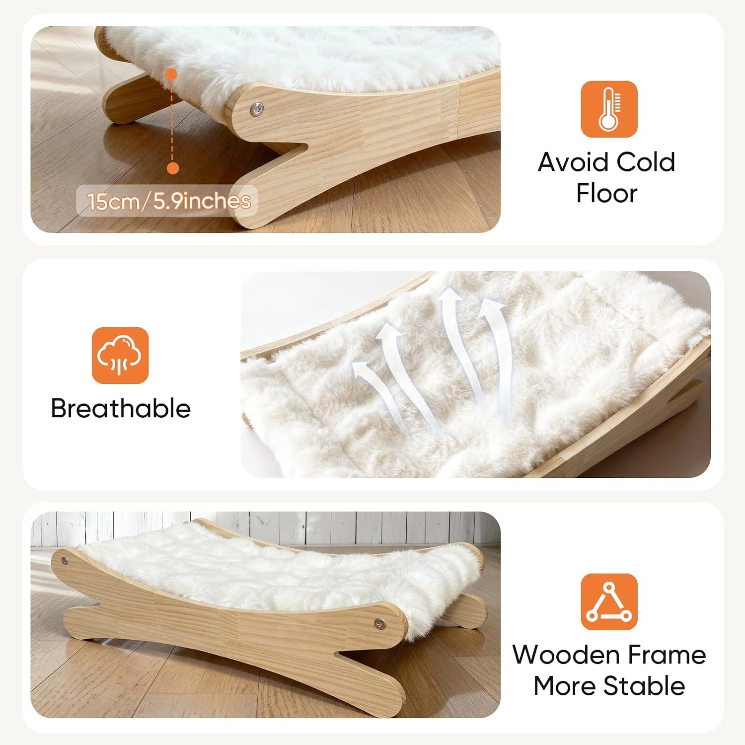 plush-elevated-cat-bed-cozy-raised-cat-hammock-with-solid-wood-frame-soft-furry-cushion-for-indoor-cats-small-dogs-multi-color-optionswhite
