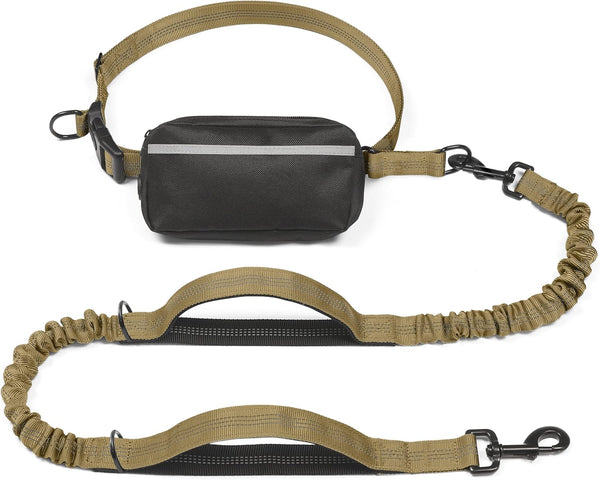Iyoshop Hands Free Dog Leash with Zipper Pouch, Dual Padded Handles and Durable Bungee for Walking, Jogging and Running Your Dog (Large, 25-120 Lbs, Black)23
