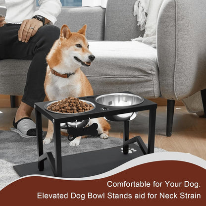 Elevated Dog Bowls, Metal Raised Dog Bowl Stand with 2 Thick 58Oz Stainless Steel Food Bowls & Non-Slip Mat - 11.8" Tall for Medium/Large Breeds6
