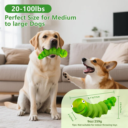 Indestructible Dog Toys for Aggressive Chewers, Tough Chew Proof Toy for Large Dogs, Squeaky Rubber Chew Toy with Beef Flavor for Boredom & Anxiety Relief (Green)4