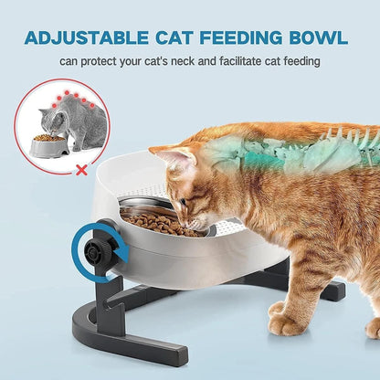 All for Paws Height Adjustable Cat Elevated Bowls Stainless Steel Dog Food Water Bowls, Height Adjustable Cat Feeder Mess Proof Pet Feeding Bowls for Small to Large Size Cats2