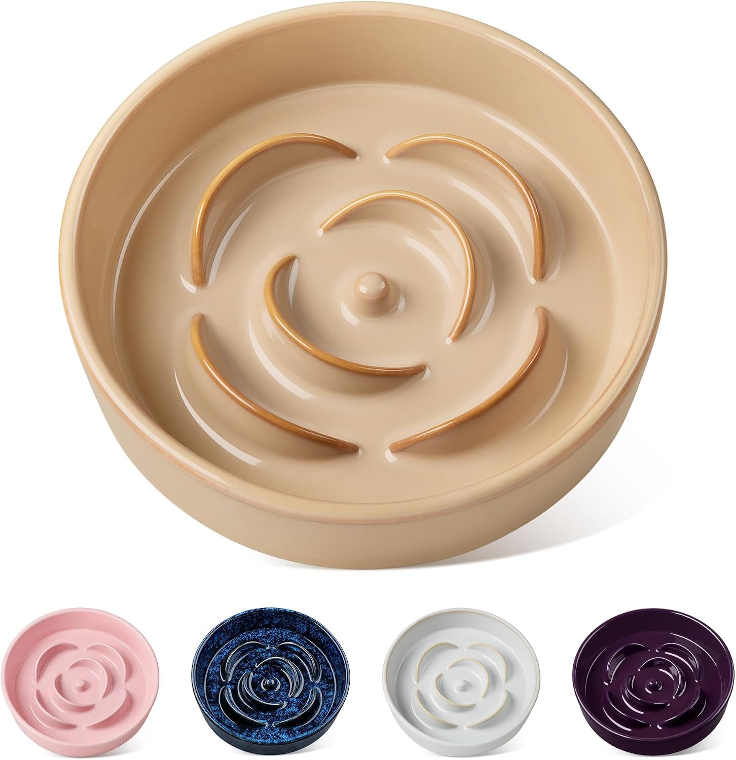 vancasso-slow-feeder-dog-bowl-0-6-cups-ceramic-dog-food-dish-for-fast-eaters-small-breed-puzzle-bowl-for-small-dogs-and-cats-blue
