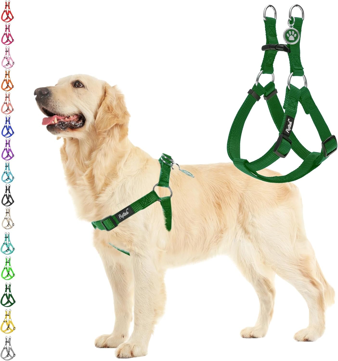 pupteck-no-pull-dog-harness-soft-adjustable-basic-nylon-step-in-puppy-vest-outdoor-walking-with-id-tag