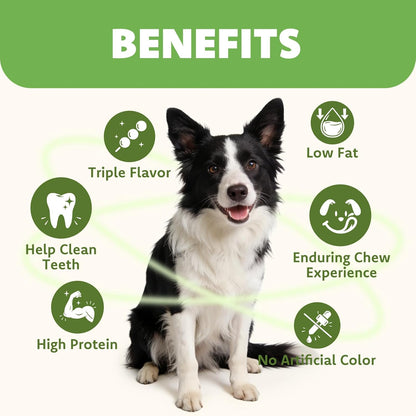 MON2SUN Dog Treats, 6 Inch Triple Flavor Wrapped Rawhide Rolls, 17.6 Oz | 10 Count Pack, Chicken Liver, Duck and Chicken Recipe, Teeth Cleaning Chews, Sized for Medium Dogs3