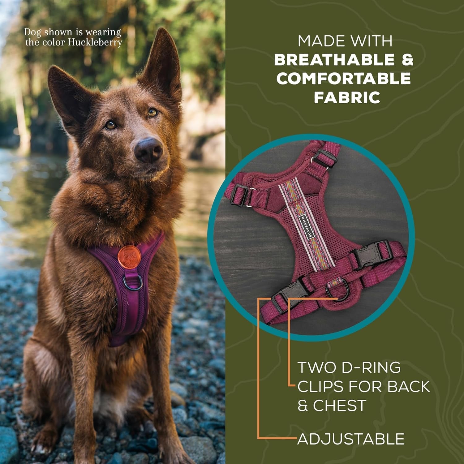 wilderdog-lightweight-dog-harness-with-reflective-straps-medium-huckleberry