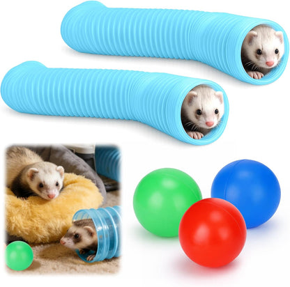 Mity Rain Ferret Toys with 3 Balls Inclueded | Collapsible Tunnel Tube Accessories for Ferrets, Guinea Pigs, Hamsters, Expandable Interactive Toys Supplies for Small Pets10