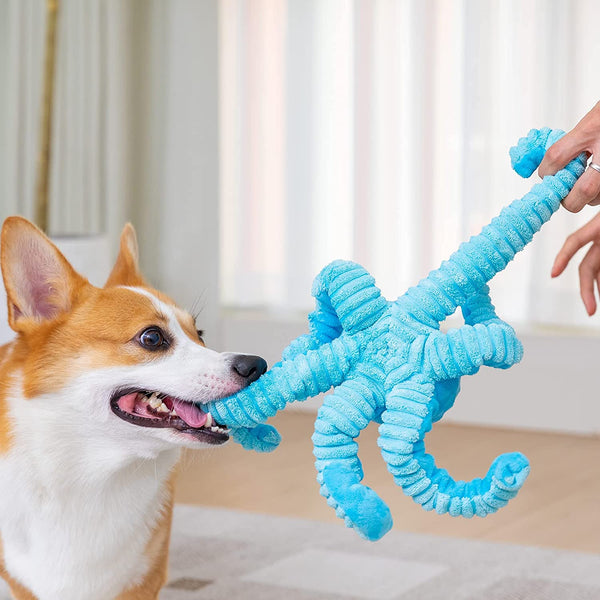 Dog Toys for Aggressive Chewers Indestructible Squeaky Dog Toys Octopus-Tug of War Dog Toys for Large Breed Tough Interactive Stuffed Dog Chew Toys for Puppies Small & Large Dogs5