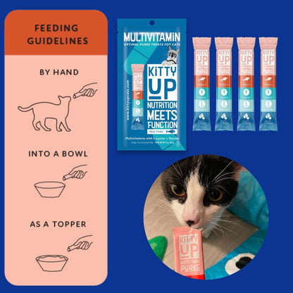Kitty up Lickable Cat Treats - Real Tuna Puree Squeeze Tube Multivitamins | with Lysine & Taurine, Grain-Free, Wet, for Indoor Cats6