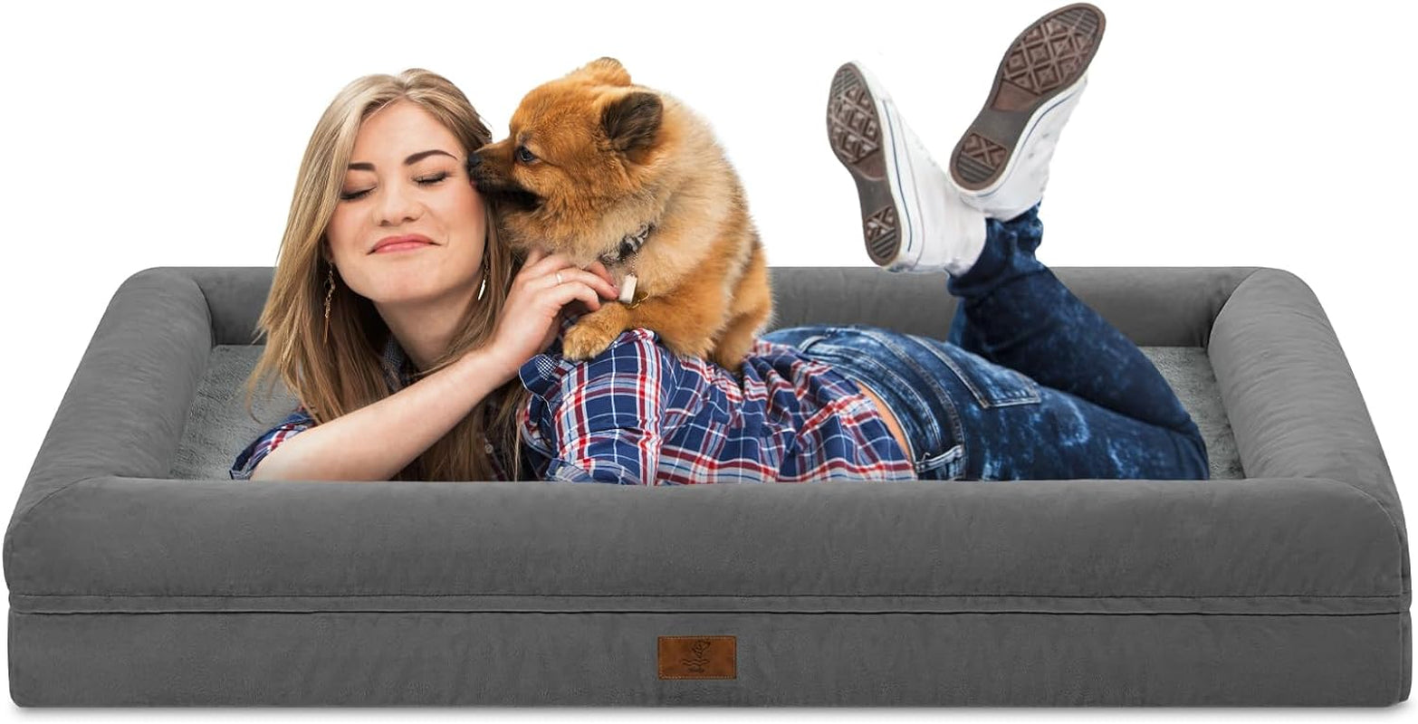 xl-orthopedic-waterprood-dog-bed-for-extra-large-size-dogs-360-degree-bolster-support-egg-crate-foam-waterproof-liner-non-slip-bottom-machine-washable-cover-45-x-35-inch