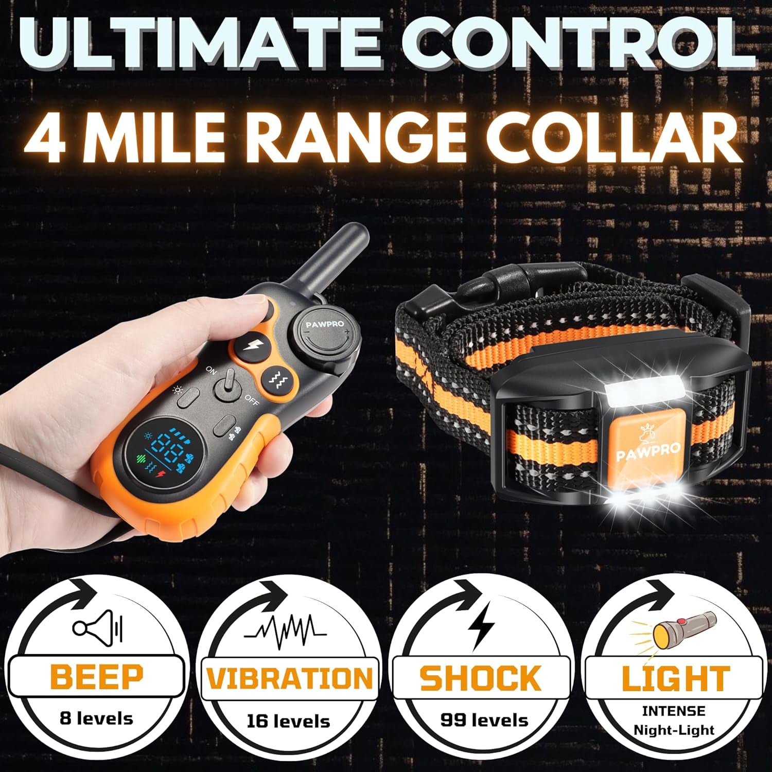 dog-shock-collar-with-remote-unmatched-4-mile-range-night-light-mode-training-guide-included-124-training-levels-4-modes-beep-vibration-shock-waterproof-rechargeable-fits-all-dogs-1-collar
