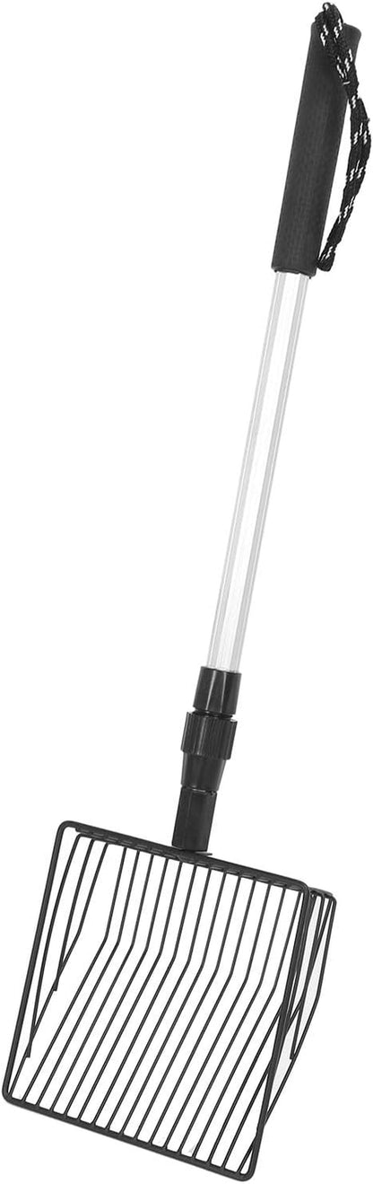 Qiilu Metal Poop Scoop Extendable Cat Litter Scoop Lightweight Versatile Fine Screen Long Handle Pooper Scooper Cat Poop Sifter Pet Supplies Cats Litter & Housebreaking Scoops (Model a 2 Section3