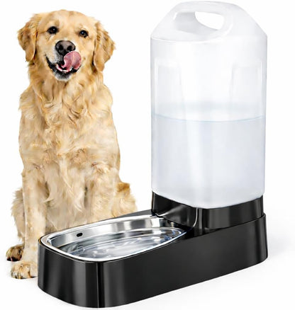 Automatic Dog Water Bowl Dispenser - 2.4 Gallon Gravity Pet Water Dispenser with 304 Stainless Steel Bowl, Dog Auto Feeders Bowls Self Waterer, Easy-Carry Handle for Large Dogs & Cats, Multi-Pet Home1