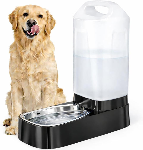 Automatic Dog Water Bowl Dispenser - 2.4 Gallon Gravity Pet Water Dispenser with 304 Stainless Steel Bowl, Dog Auto Feeders Bowls Self Waterer, Easy-Carry Handle for Large Dogs & Cats, Multi-Pet Home1