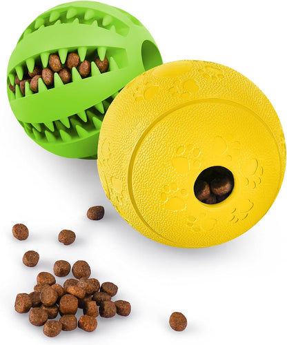 HIPPIH Dog Puzzle Toy 2 Pack, Interactive Dog Toys for Treat Dispensing, Durable Puppy Toys for Teething, Dog Treat Ball for Teeth/Slow Feeder/Iq Training/Playing, Blue-2.75‘’, Green-3.14‘’10