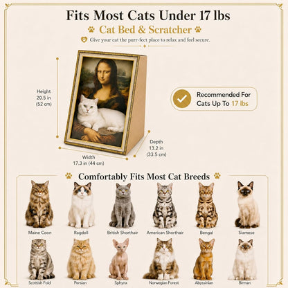 Mona Lisa Cat Bed 3-In-1 Cardboard Cat House with Scratching Pad & Cozy Hideout, Artistic Cat Furniture for Indoor Cats, Decorative Cat Condo for Home Décor Easy Setup, Novelty Gift for Cat Lovers5