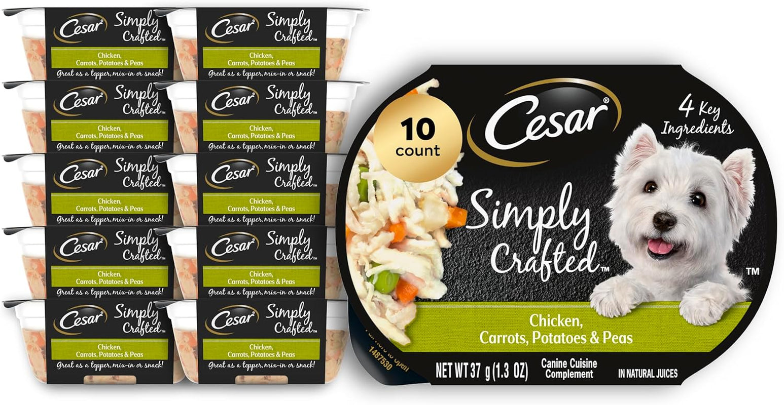 cesar-simply-crafted-wet-dog-food-toppers-chicken-1-3-oz-10-count-real-chicken-1-ingredient-no-by-products-or-artificial-flavors-slow-cooked-easy-to-digest-single-serve-tubs