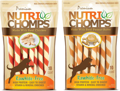 Nutri Chomps Dog Chews, 5-Inch Twists, Easy to Digest, Rawhide-Free Dog Treats, 15 Count, Real Chicken, Peanut Butter and Milk Flavors | a Rawhide-Free Chew That'S Gentle and Easy to Digest, Made with the Real, Wholesome Ingredients Dogs Love11