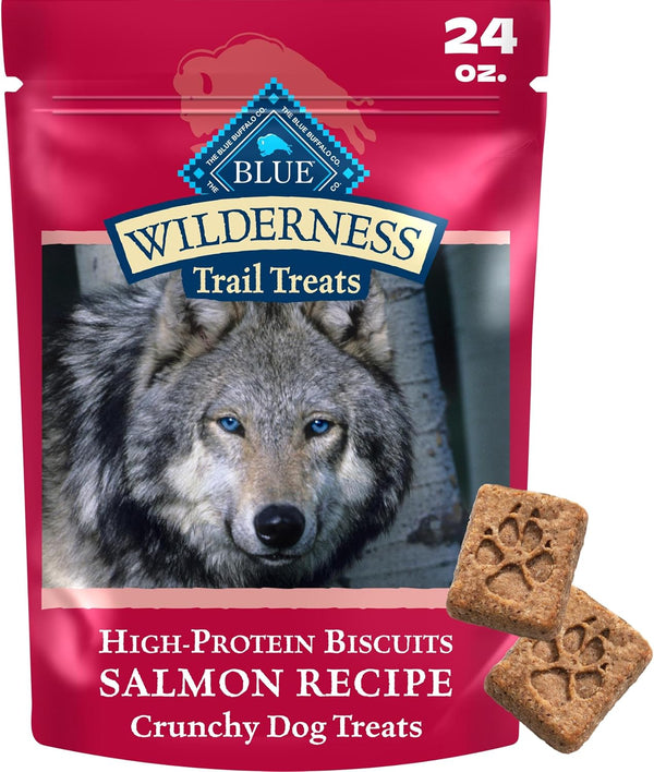 Blue Buffalo Wilderness Salmon Crunchy Dog Biscuits, Grain-Free, 24 Oz | Real Salmon #1 Ingredient, High Protein Dog Treats, No Artificial Preservatives1