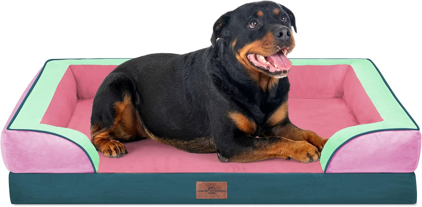 comfort-expression-orthopedic-dog-bed-for-extra-large-dogs-with-bolster-waterproof-dog-couch-bed-with-washable-cover-non-slip-bottom-supportive-egg-crate-foam-xl-pet-bed-42x30-inch