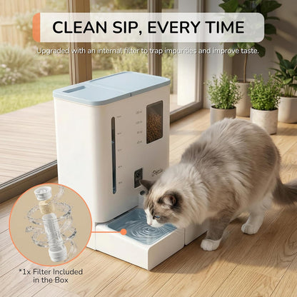 Ipettie Camera Automatic Cat Feeder and Water Dispenser, 5G/2.4Ghz Wifi | 2K HD Video, Night Vision, APP Scheduling & Alerts, 1 Filter Included, 300Oz Large Capacity for 2 Weeks, FW54 Camera Version6