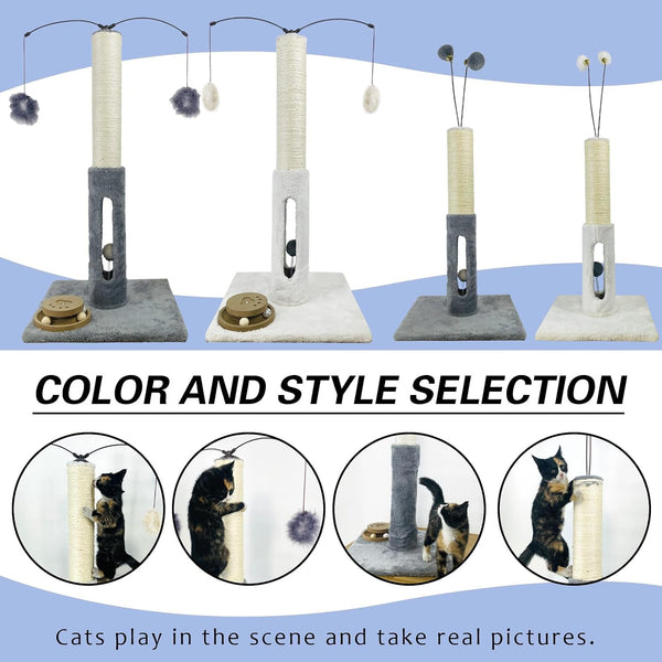 31" Cat Scratching Post Kitten Toys for Indoor Cats Interactive Scratcher with Tracking Ball, Sisal Scratch Rope for Large Cats,Sturdy Base Cat Scratch Post, (Gray, 31" H)7