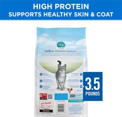 Purina ONE plus High Protein Cat Food Dry Salmon and Ocean Whitefish Cat Skin and Coat Health Formula - 3.5 Lb. Bag9