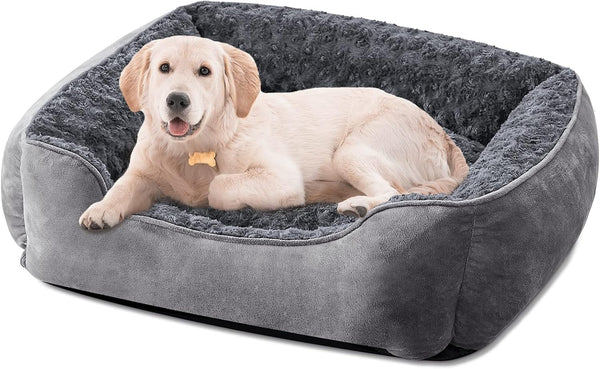 JOEJOY Rectangle Dog Bed for Large Medium Small Dogs - Washable Orthopedic Sofa Bed, Soft Breathable Puppy & Pet Cuddler, Durable Calming Dog Bed with Anti-Slip Bottom, Multiple Sizes, Beige34