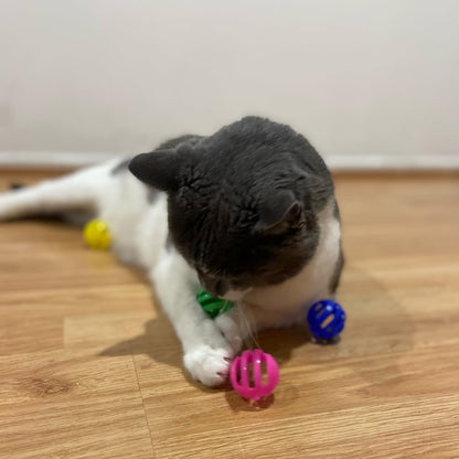 SPOT Slotted Balls Cat Toy - Interactive Cat Toys for Indoor Cats to Chase, Hunt and Stimulate - Jingle Bell inside for Sound When Batted around - Safe and Non-Toxic - 1.5" Assorted 4-Pack6