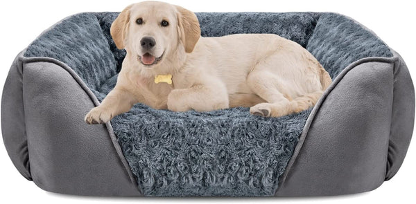 INVENHO Rectangle Washable Orthopedic Dog Bed for Small, Medium and Large Dogs, Soft Calming, Sleeping Puppy Bed Durable Pet Cuddler with Anti-Slip Bottom, S (20"X19"X6")11