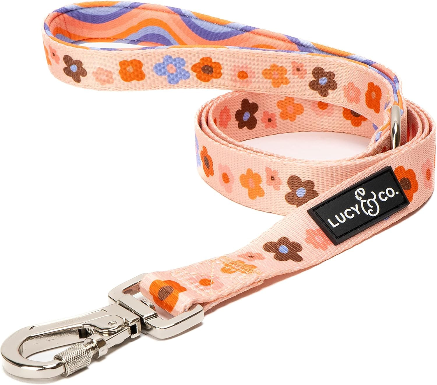 lucy-co-cheery-cherries-designer-dog-leash-for-small-to-large-dogs-padded-handle-for-comfort-large-red-gingham-cherries-5-foot