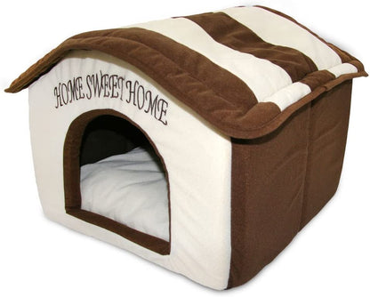 Best Pet Supplies Cat Bed for Indoor Cat, Domed Tent House with Removable Pillow, Covered Cat Cave for Small Dog, Puppies and All Breeds of Cats - Tan, 19 X 19 X H:19"11
