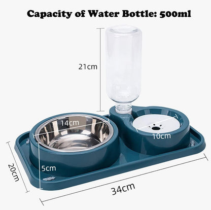 Love Dream Double Dog Cat Bowls, Anti-Slip Pet Food and Water Bowl Set | Automatic Gravity Water Dispenser Bottle Detachable Stainless Steel Bowl No-Spill for Indoor Cats Dogs Puppy Kitten Rabbit7