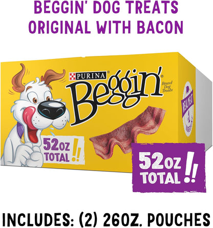Purina Beggin' Strips Dog Treats, Original with Bacon Flavor - (Pack of 2) 26 Oz. Pouches8