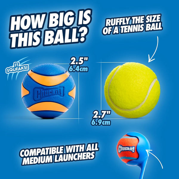 Chuckit! Ultra Ball & Launcher Bundle - Sport 18" with 2 Pack Medium (2.5") Bouncy Fetch Balls for Dogs 20-60 Lbs, Dog Fetch Ball Thrower4