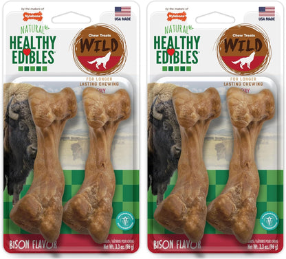 Nylabone Healthy Edibles WILD Natural Dog Bones Long Lasting, Bison Flavor Bone Dog Treats, Medium (2 Count) | Natural Dog Chew Bones, Made in USA, Highly Digestible Dog Chews, Long Lasting Chews for Medium Dogs up to 35 Lbs13