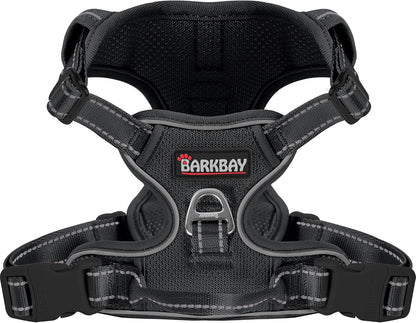 BARKBAY No Pull Pet Harness Dog Harness Adjustable Outdoor Pet Vest 3M Reflective Oxford Material Vest for PINK Dogs Easy Control for Small Medium Large Dogs (L)23