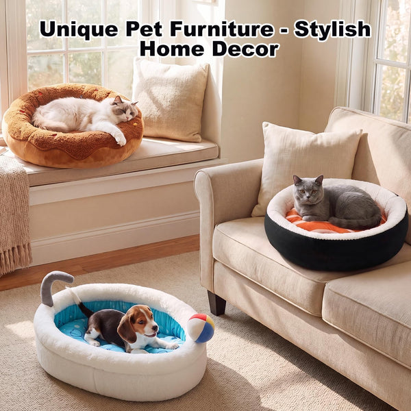 Sushi Cat Bed, Calming Small Dog Bed 21In, Washable | Anti-Anxiety Cuddler Bed for Kitten & Puppy, Ultra-Soft Plush Fur, Non-Slip Bottom, Machine Washable Cushion Pet Bed7
