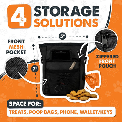 Mighty Paw Dog Treat Pouch | No Spill Magenetic Clasp - Hands-Free Pouches for Training - Pets Training Treat Pouches for Dog Walks - Pet Bags Pouch - Built in Poop Bag Holder - Black4