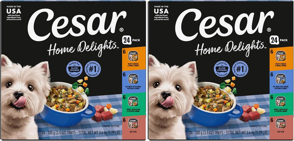 Cesar Home Delights Wet Dog Food, Dinner and Stew Variety, 3.5 Oz, 24 Count | Real Meat #1 Ingredient, No Fillers, No Added Sugar, No Artificial Flavors, Complete & Balanced, Easy Peel Trays14