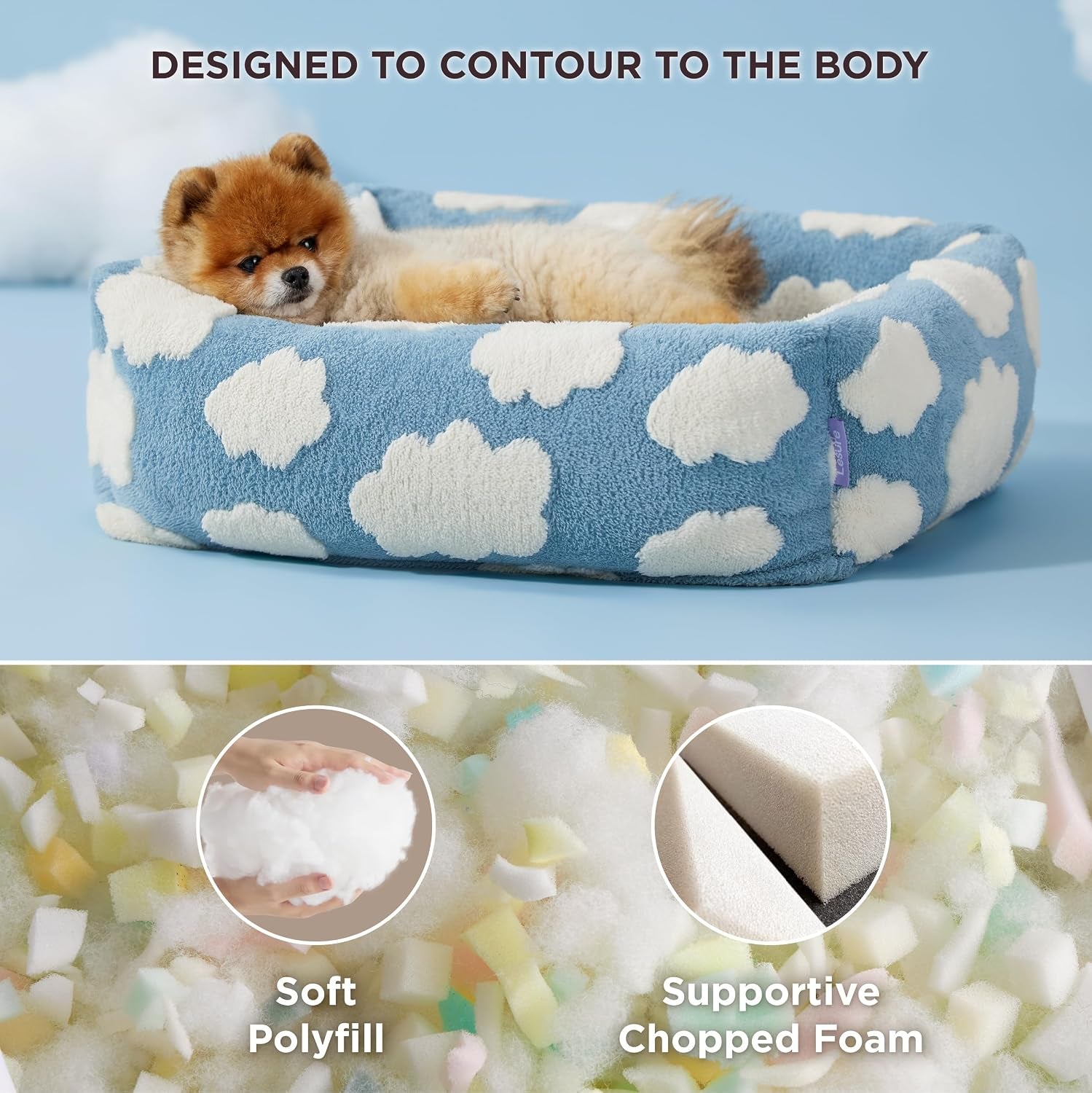 le-sure-cute-dog-bed-for-small-dogs-jacquard-washable-puppy-beds-25x21x7in-rectangle-pet-bed-comfy-orthopedic-pet-sofa-for-home-decor-anti-slip-bottom-up-to-15lbs-cozy-clouds-blue