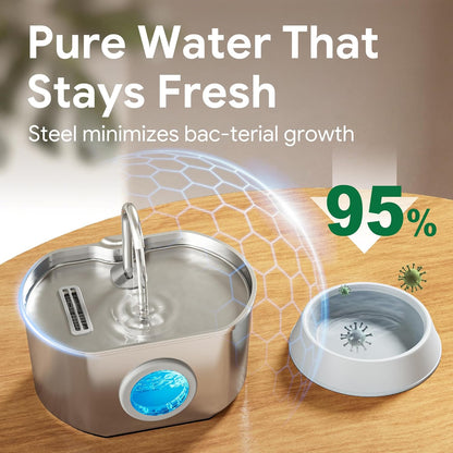Cat Water Fountain Stainless Steel: 74Oz/2.2L Cat Fountain for Drinking | Pet Water Fountain inside - Automatic Dog Watering Dispenser Bowl - Pet Feeding & Watering Supplies7