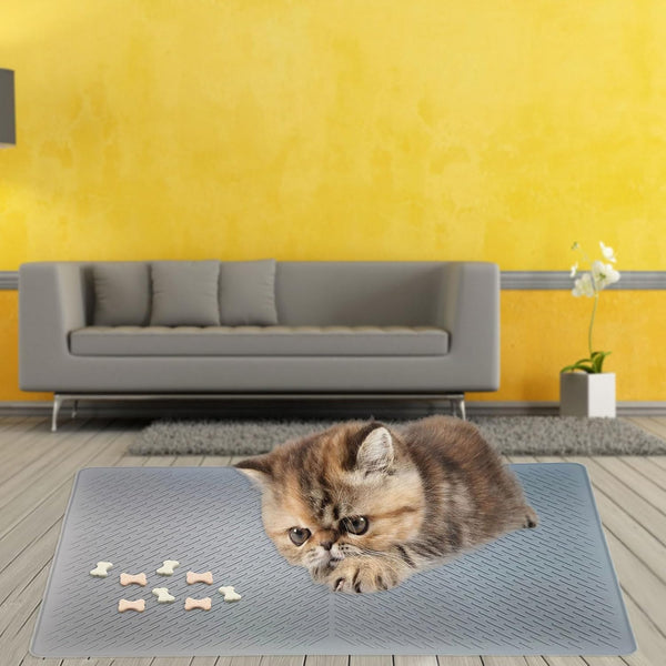 Multiuse Silicone Pet Mat for Cats Dogs Waterproof Nonspill Dog Litter Mat Feeding Mat Dog Bowl Mat with Raised Edges5