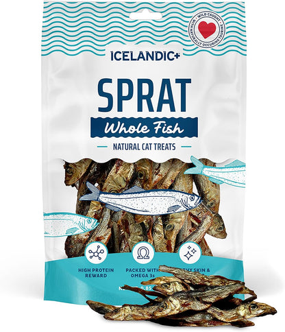 Icelandic+ Whole Sprat Cat Treats - 0.85 Oz Wild-Caught Crunchy Fish Snacks | Single Ingredient Air-Dried 2.5-3" Fish, High Protein & Omega-3 for Skin & Coat Health, No Additives or Fillers6