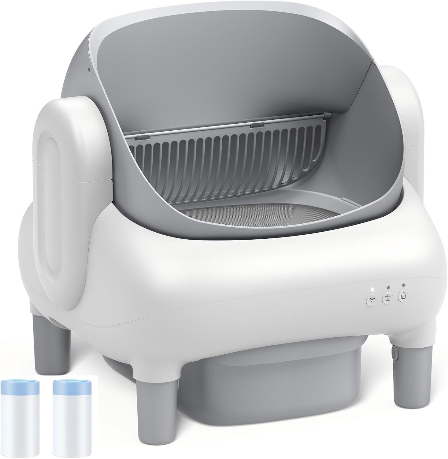 automatic-cat-litter-box-self-cleaning-litter-box-for-multiple-cats-with-open-top-design-app-control-and-safety-protection-ultra-quiet-easy-setup-light-gray
