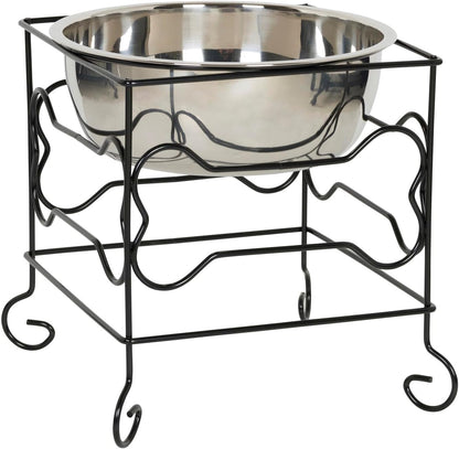 YML Wrought Iron Stand with Stainless Steel Dog Bowl, Large1
