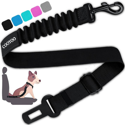 COOYOO Dog Seat Belt, Durability Retractable Dog Car Harness Adjustable Dog Seat Belt for Vehicle Nylon Pet Safety Seat Belts Heavy Duty & Elastic (1 Pack Black)21