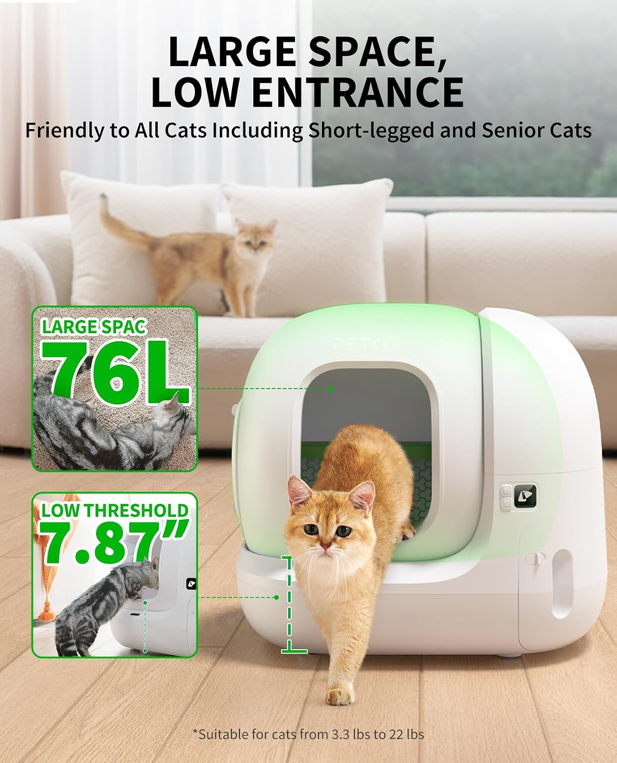 petkit-puramax-2-automatic-self-cleaning-cat-litter-box-app-control-automatic-litter-box-with-safety-sensors-odor-free-anti-leakage-basic-bundle-includes-trash-bags-2-4g-wifi-low-entrance