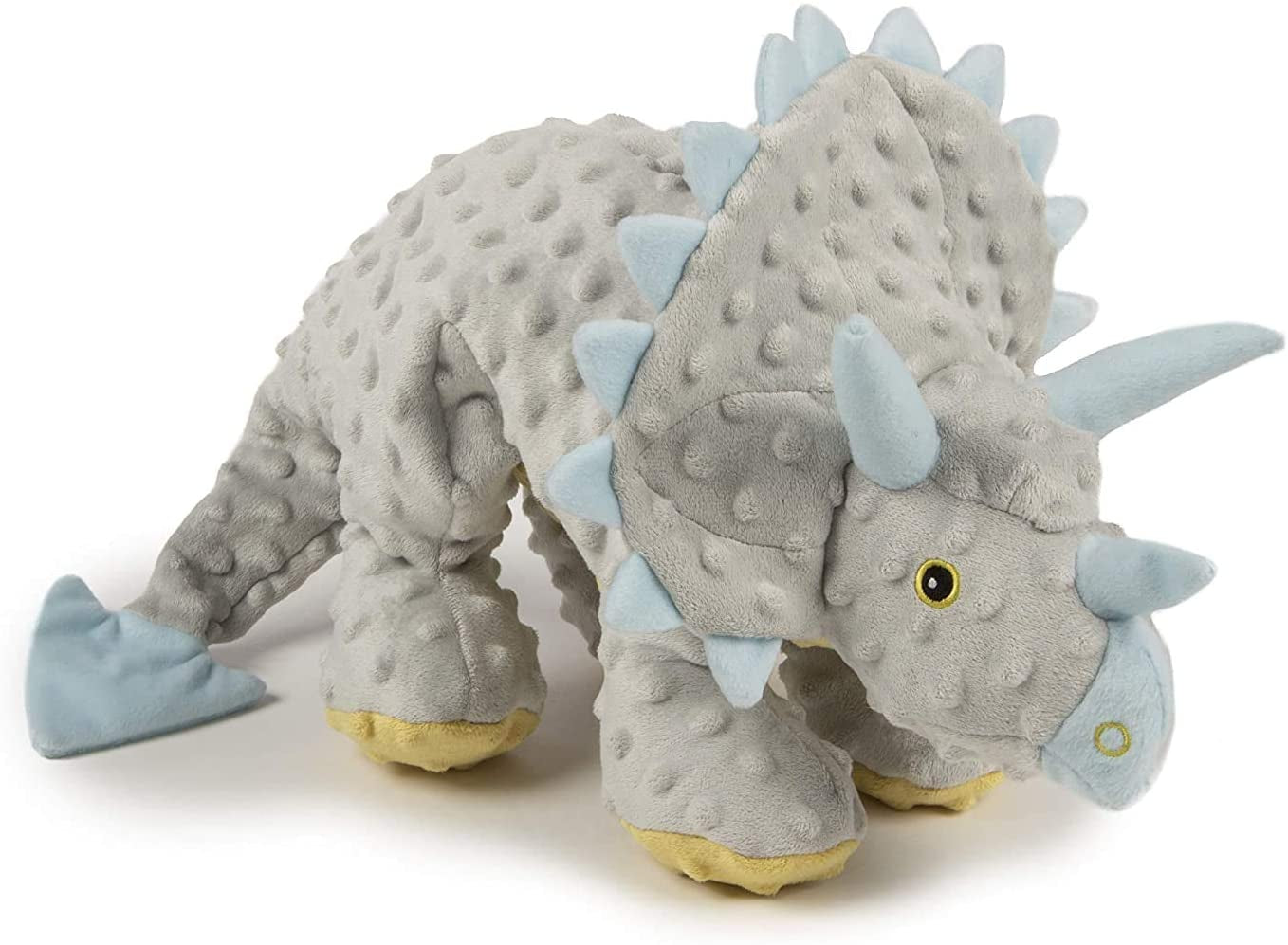 godog-dinos-frills-squeaky-plush-dog-toy-with-chew-guard-technology-durable-fabric-squeaker-for-active-play-gray-large