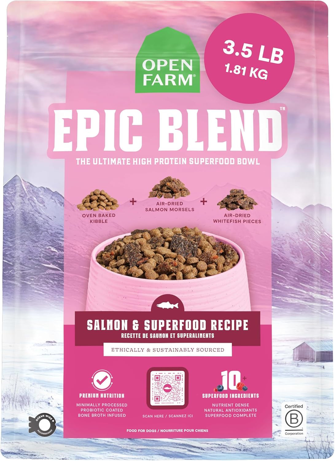 open-farm-epic-blend-dry-dog-food-high-protein-salmon-kibble-3-5lb-bag-air-dried-chunks-probiotic-coated-grain-inclusive-all-breeds-and-life-stages-traceable-ingredients-non-gmo-superfoods