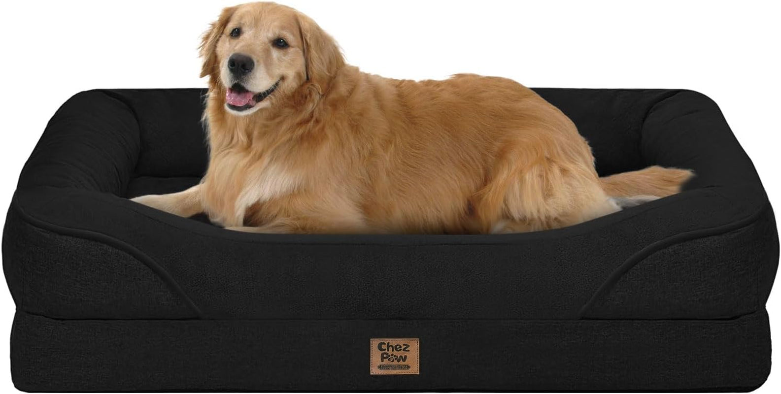 chez-paw-waterproof-orthopedic-xl-dog-bed-for-large-and-extra-large-dogs-egg-crate-foam-4-sided-bolster-support-waterproof-liner-non-slip-bottom-machine-washable-cover-42-x-30-inch